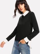 Shein Contrast Collar And Cuff Top