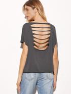 Shein Boat Neckline Ripped Back T-shirt