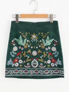 Shein Botanical Embroidered Cord Skirt