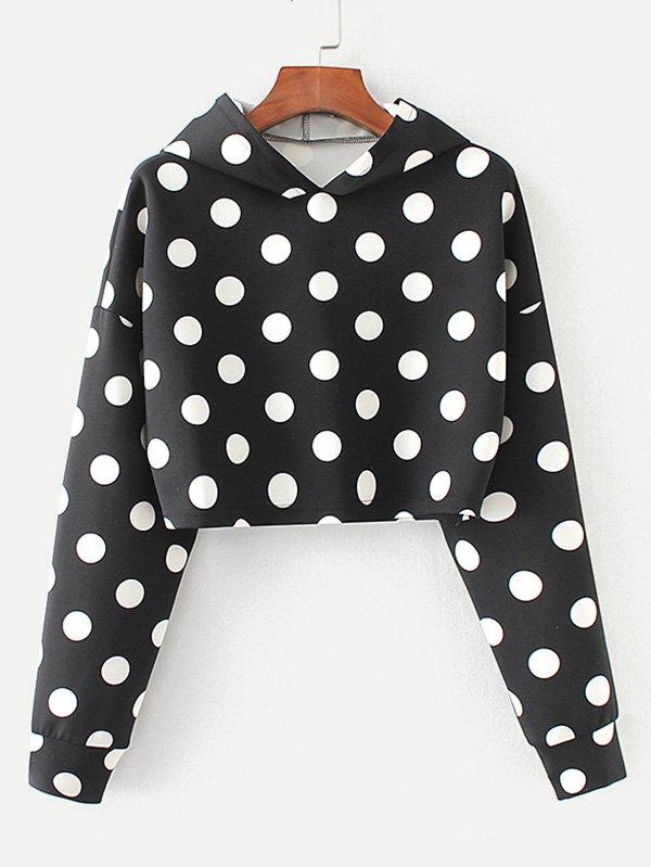 Shein Polka Dot Print Crop Hoodie