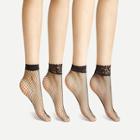 Shein Lace Cuff Fishnet Ankle Socks 4 Pairs