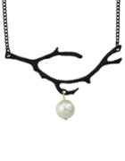 Shein Black Plated Pearl Pendant Necklace