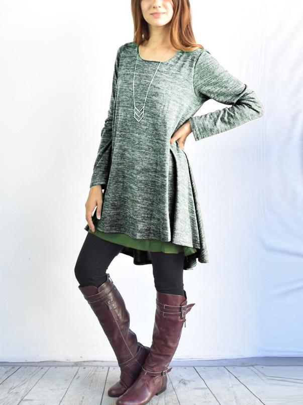 Shein Chiffon Trimmed Dip Hem Swing Dress