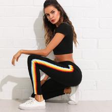 Shein Rainbow Stripe Side Jeans