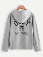 Shein Graphic Print Kangaroo Pocket Hoodie