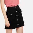 Shein Flap Pocket Detail Raw Hem Button Up Skirt