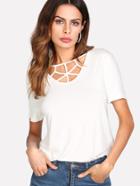 Shein Caged Neck Solid Tee