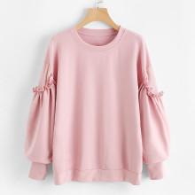 Shein Lantern Sleeve Frill Trim Sweatshirt