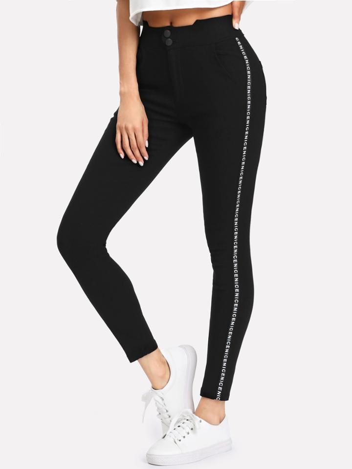 Shein Letter Print Side Leggings