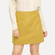 Shein Plus Slim Fitted Scallop Hem Skirt