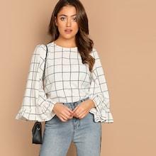 Shein Keyhole Back Ruffle Trim Top