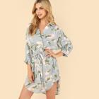 Shein Belted Floral Shirt Dress