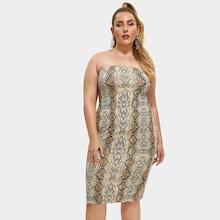 Shein Plus Snake Skin Print Strapless Dress