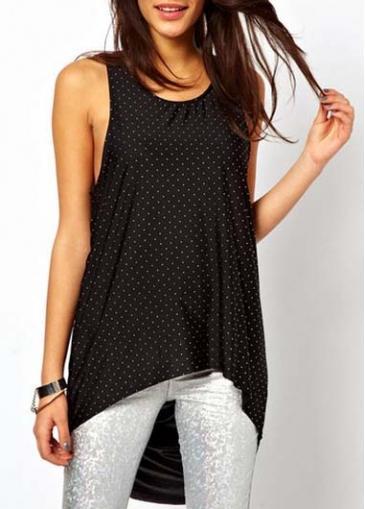 Rosewe Hot Sale Round Neck Sleeveless Dot Printed T Shirts