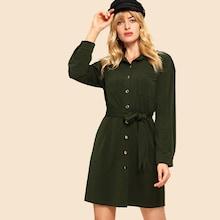 Shein 80s Pocket Patched Button Up Dress