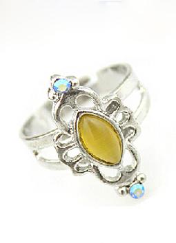 Shein Yellow Gemstone Silver Hollow Ring