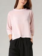 Shein Pink Dip Hem Split Elbow Sleeve Shirt