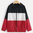 Shein Plus Zipper Front Color Block Hoodie Jacket