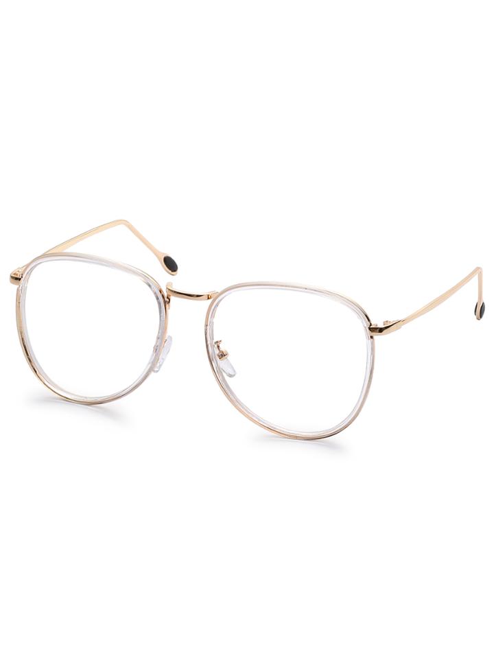 Shein Gold Metal Frame Clear Lens Retro Style Glasses