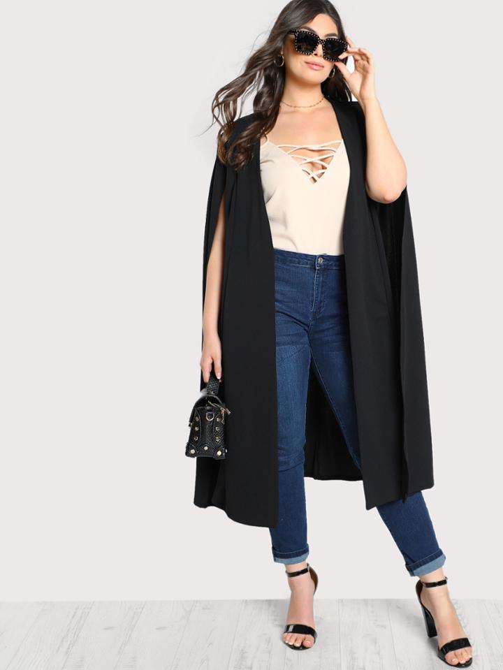 Shein Solid Longline Cape Coat