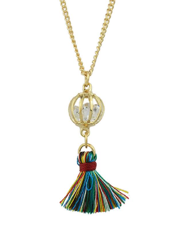 Shein White Color Trendy Rhinestone Tassel Women Pendant Necklaces