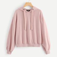 Shein Drop Shoulder Drawstring Solid Hoodie