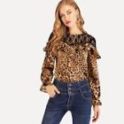 Shein Contrast Lace Leopard Print Top