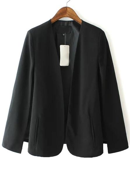 Shein Black Long Sleeve Casual Cape Blazer