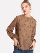 Shein Flower Embroidery Applique Blouse