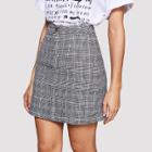 Shein Button A Line Tartan Skirt