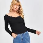 Shein Scallop Edge Ribbed Knit Tee