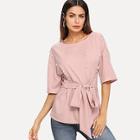 Shein Pearl Embellished Knot Front Top