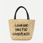 Shein Letter Detail Woven Tote Bag