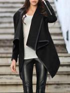 Shein Turtleneck Zipper Asymmetrical Black Coat