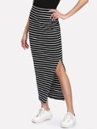 Shein Slit Side Striped Skirt