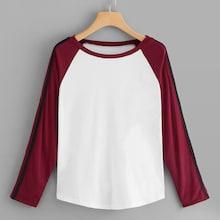 Shein Contrast Raglan Sleeve Tape Panel Tee