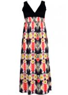 Rosewe Charming Print Design V Neck Woman Maxi Dress
