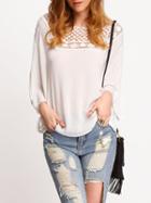 Shein White Bell Sleeve Lace Backless Blouse