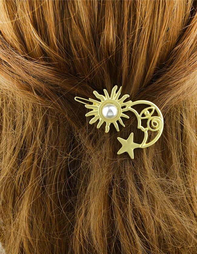 Shein Pearl Sun Moon Star Hair Clip