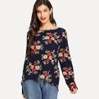 Shein Back Zipper Flower Print Blouse