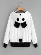 Shein Fuzzy Panda Pattern Hoodie Jacket