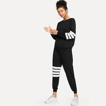 Shein Striped Sleeve Top With Pants