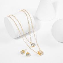 Shein Rhinestone Pendant Layered Necklace & Earrings