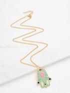 Shein Rhinestone Palm Pendant Chain Necklace