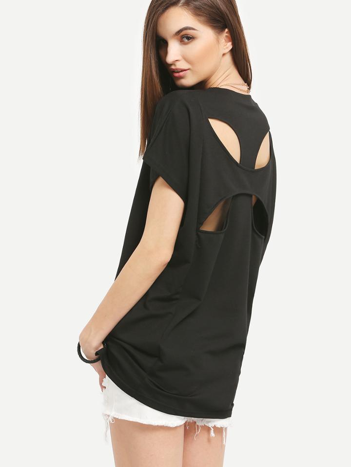 Shein Crisscross Cutout Back T-shirt