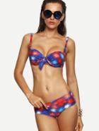 Shein Multicolor Firework Print Push-up Bikini Set