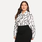 Shein Plus Tie Neck Printed Top