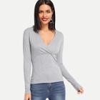 Shein Deep V Neck Solid Tee