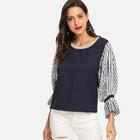 Shein Contrast Sleeve Blouse
