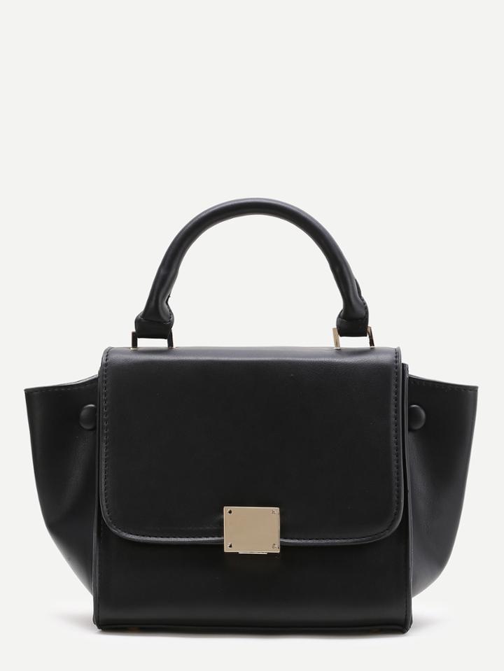 Shein Black Zipper Back Pu Satchel Bag